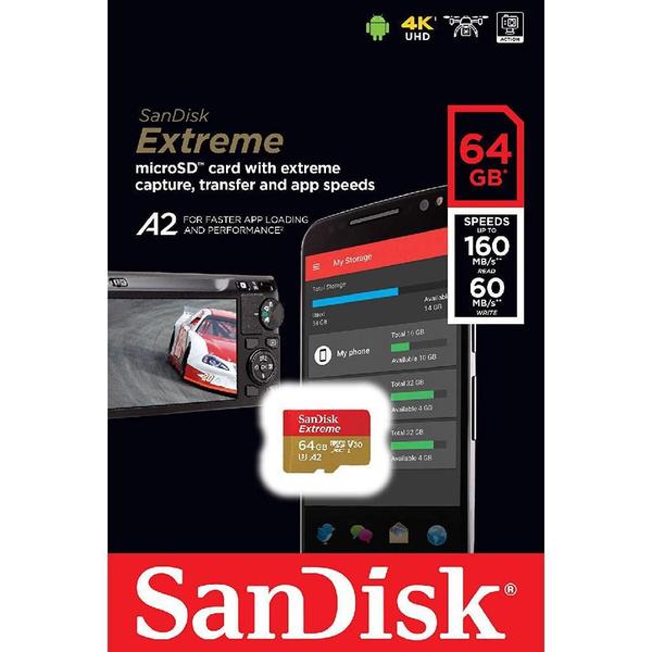 Imagem de Cartão De Memória Sandisk A2 Extreme Com Adaptador Sd 64Gb