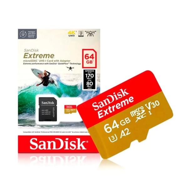 Imagem de Cartão De Memória Sandisk Extreme 64gb 170-80mb Microsdxc