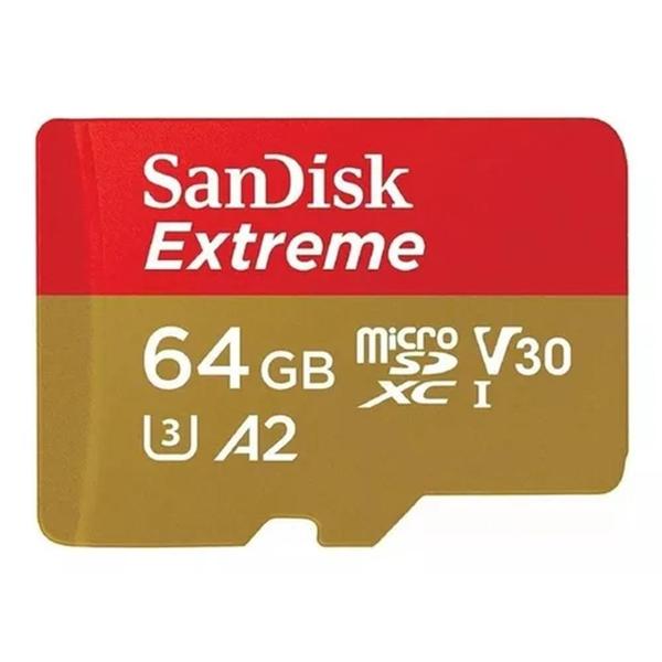 Imagem de Cartao de Memoria Sandisk Extreme 64GB Micro SD Action CAM C/ Adaptador - SDSQXAH-064G-GN6AA