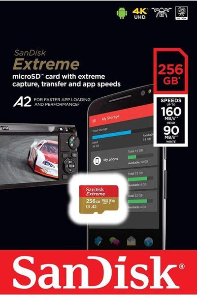 Imagem de Cartão de memória SanDisk Extreme microSDXC 256GB UHS-I C10 U3 V30