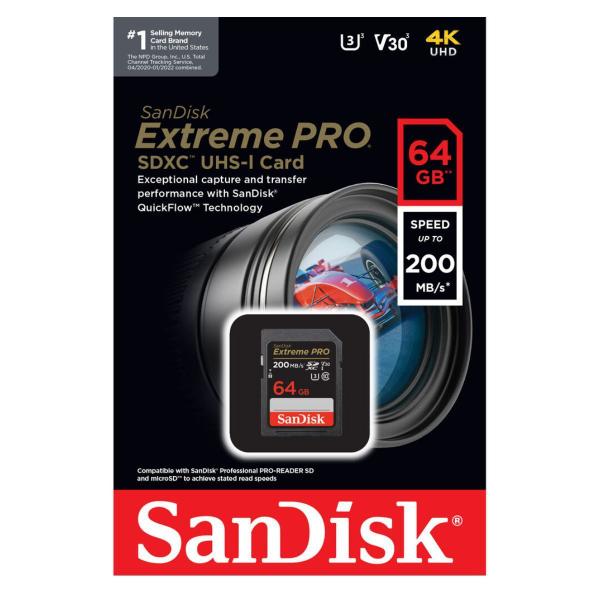 Imagem de Cartão De Memória Sandisk Extreme Pro 64gb 200mb/s 4k Uhd