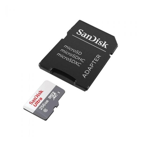 Imagem de Cartão de Memória SanDisk Micro SD, 256GB + Adaptador CL10 - SDSQUNR-256G-GN6TA