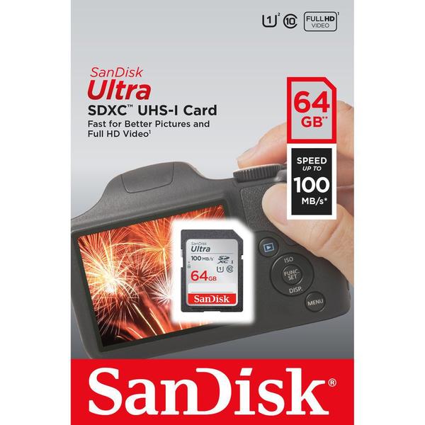 Imagem de Cartão de Memória SanDisk SDXC Ultra 64GB 100 MB/s