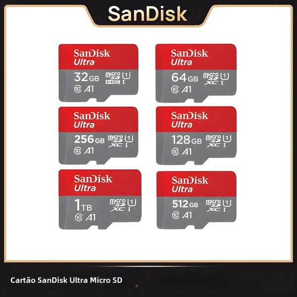 Imagem de Cartão De Memória SanDisk Ultra Micro SD De Alta Velocidade 32GB 64GB 128GB 256GB 512GB 1TB Para