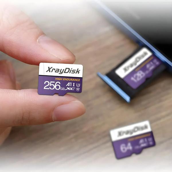 Imagem de Cartão de Memória Xraydisk 128GB/256GB - Alta Velocidade Classe 10 U3 V30 com Adaptador