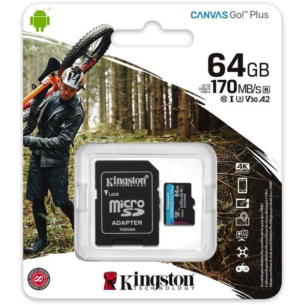 Imagem de Cartão Kingston Micro Sd 64Gb Canvas Go Plus Classe 10 A2 U3