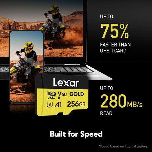 Imagem de Cartão memória lexar micro sd xc 256gb 280mb/s uhs-ii v60 lmsgold256g-bnnng