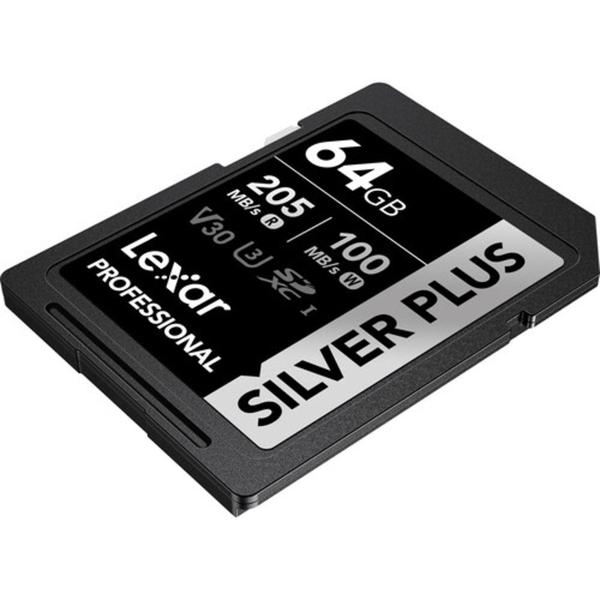 Imagem de Cartão memória lexar sd xc 64gb 205mb/s uhs-i v30 silver plus lsdsipl064g-bnnnu