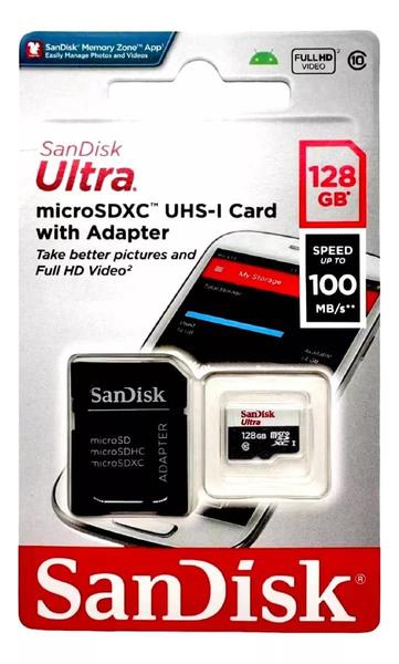 Imagem de Cartão Memória Micro Sdxc 128gb Ultra 100mb Sandisk SDSQUNR-128G-GN3MA