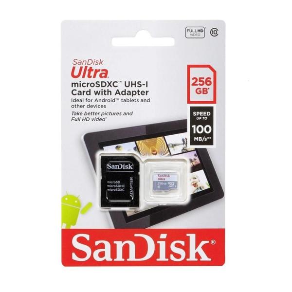 Imagem de Cartão Memória Microsd Sandisk 256gb Micro Sd Ultra 100mbs