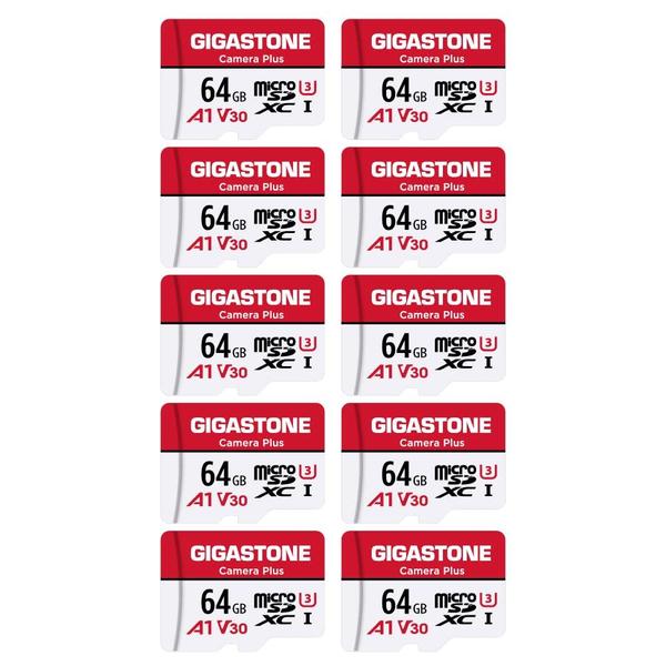 Imagem de Cartão Micro SD Gigastone 64GB, pacote com 10 unidades, adaptador e capa