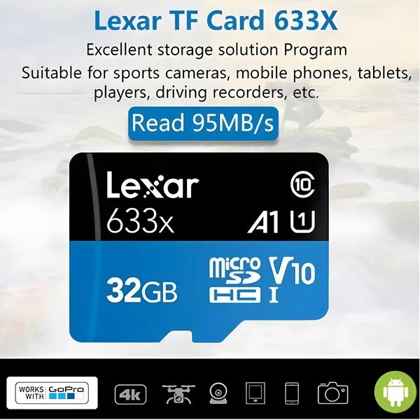 Imagem de Cartão Micro SD Lexar 32GB/64GB - U1/U3/V30 - Alta Velocidade para Câmeras 4K