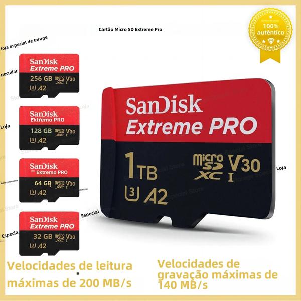 Imagem de Cartão Micro SD SanDisk Extreme Pro - SDXC UHS-I C10 U3 V30 4K/5K com Adaptador