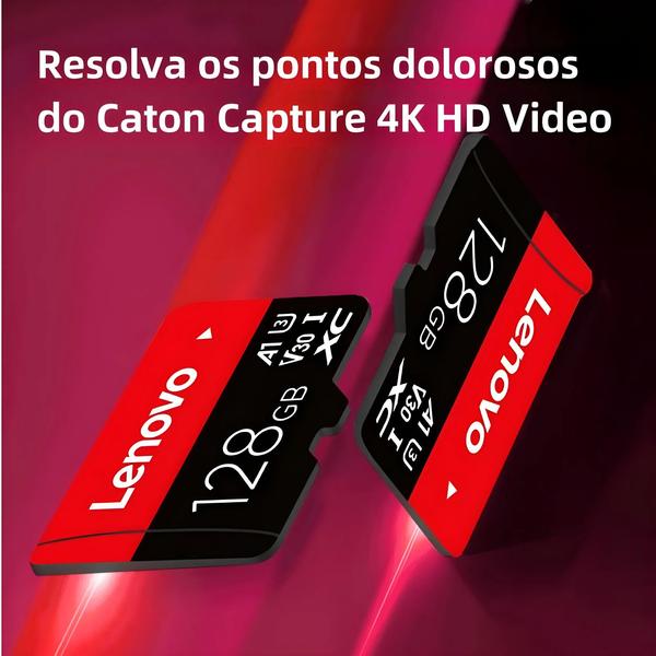 Imagem de Cartão Micro SD/TF Lenovo - 32GB, 64GB, 128GB e 256GB (U3, V30, 4K, Full HD)