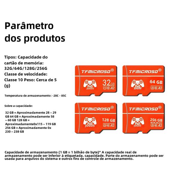 Imagem de Cartão MicroSD de Alta Velocidade 128GB/256GB para Nintendo Switch - Cartão de Memória