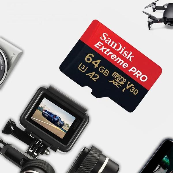 Imagem de Cartão MicroSD SanDisk Extreme PRO - 256GB, 128GB ou 64GB - UHS-I Class 10 U3 V30 A2