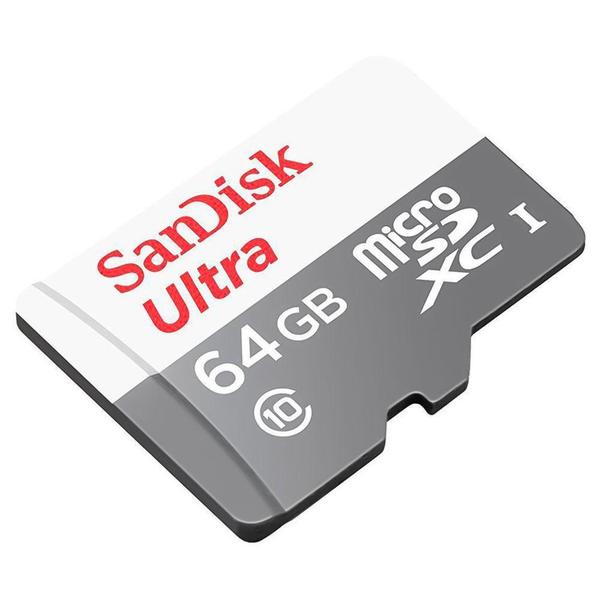 Imagem de Cartão MicroSD SanDisk Ultra MicroSDHC UHS-I, 64GB, 100MB/s, com adaptador - SDSQUNR-064G-GN3MA