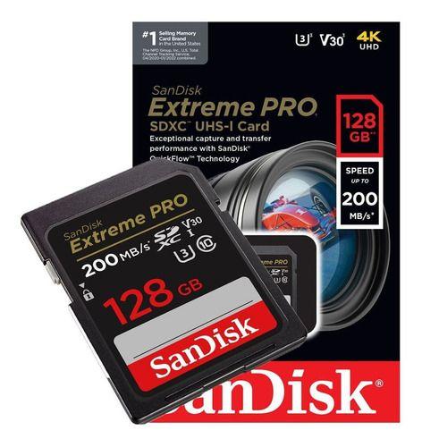 Imagem de Cartão Sandisk 128gb Sdxc Extreme Pro 200mbs Original