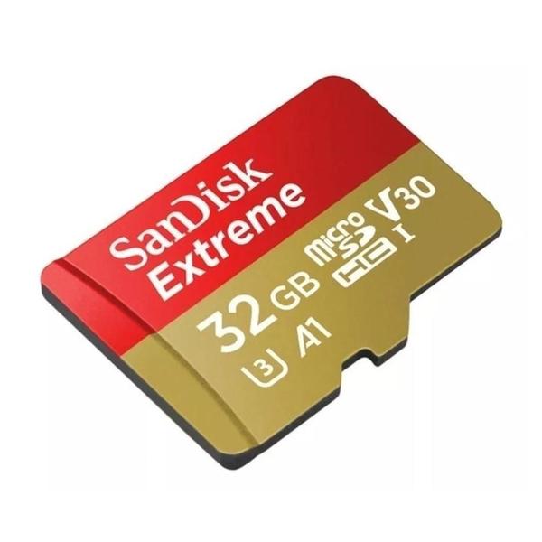 Imagem de Cartão SanDisk Micro SD 32GB Extreme Classe 10 Vel. até 100MB/s a Prova de Água p/ Câmera de ação 4K e Full HD