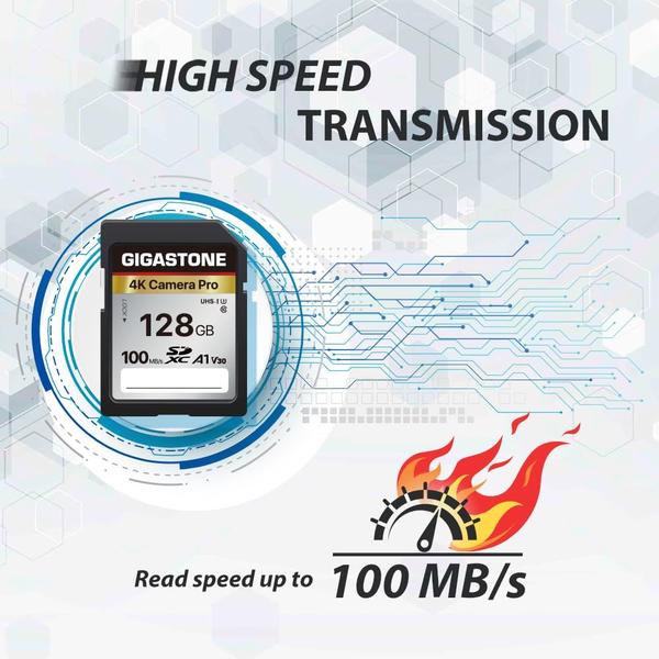 Imagem de Cartão SD Gigastone 128GB, pacote com 10 câmeras 4K Pro A1 V30 SDXC