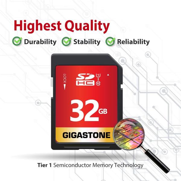 Imagem de Cartão SD Gigastone 32GB, pacote com 10 unidades de memória SDHC UHS-I U1 Classe 10