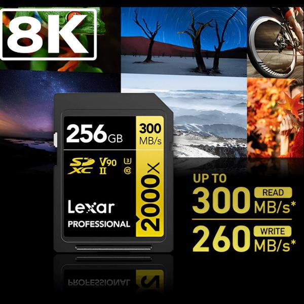 Imagem de Cartão SDXC 256Gb Lexar Gold 8K 2000x 300Mb/s UHS-II / V90 / U3 / Classe 10