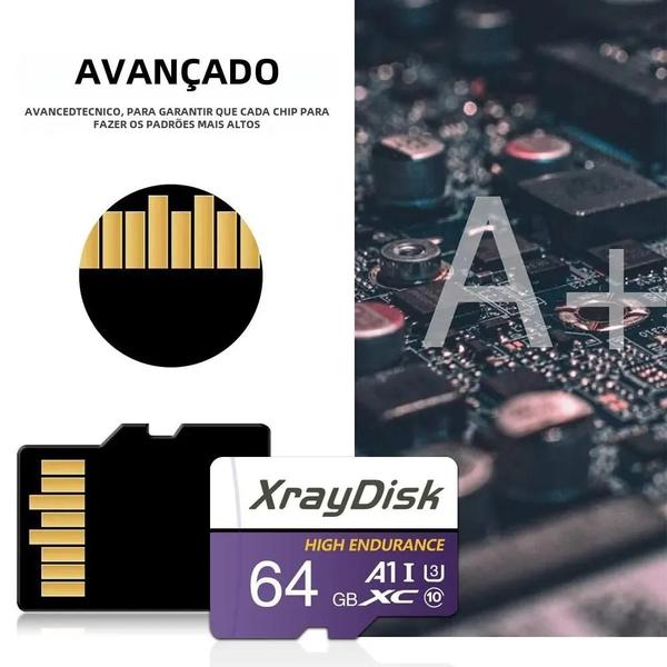 Imagem de Cartão TF de Alta Velocidade (64GB, 128GB, 256GB) - Classe 10 U3 V30 - com Adaptador para Câmera