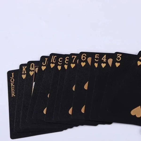 Imagem de Cartas de Pôquer à Prova d'Água - Preto, Dourado e Rosa - Ideal para Festas e Jogos