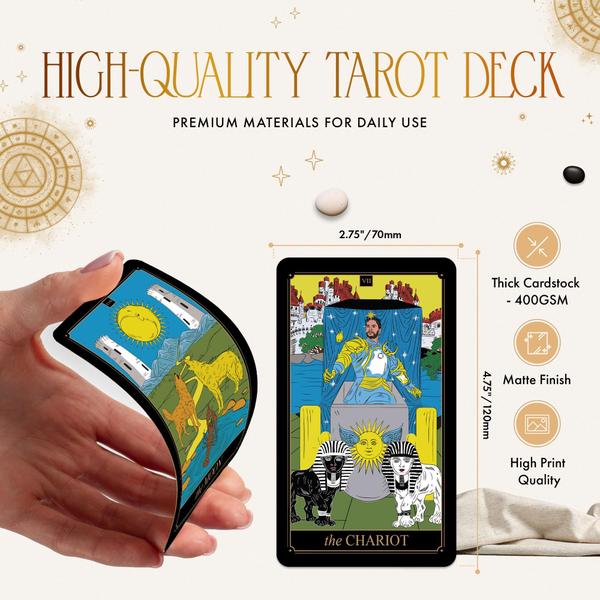 Imagem de Cartas de tarô Wyspell Modern Tarot Gold Foil com livro-guia