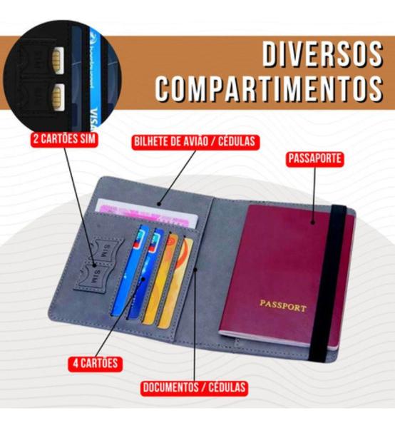 Imagem de Carteira Porta Passaporte Documentos Viagem Alta Qualidade