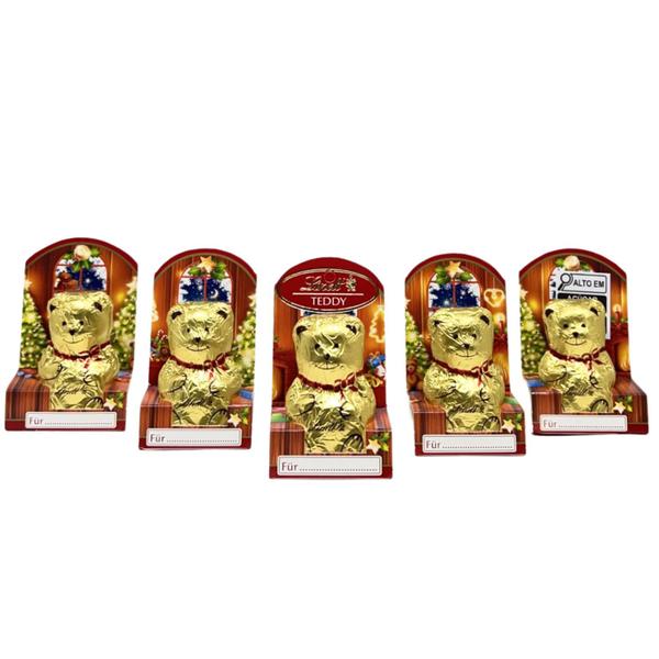 Cartela 5 Lindt Natal Mini Teddy Chocolate Ao Leite 10g X 5 Imagem de Cartela 5 Lindt Natal Mini Teddy Chocolate Ao Leite 10g X 5