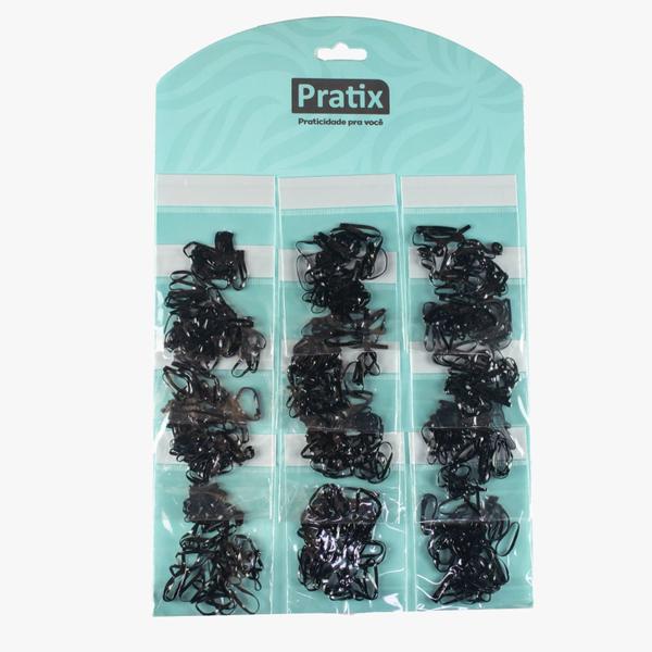 Imagem de Cartela 600 Elásticos Silicone Preto Pet Pentados Groomer