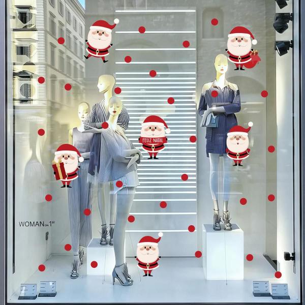 Imagem de Cartela Adesivos Faixa Vitrine Papai Noel Natal P/ Lojas