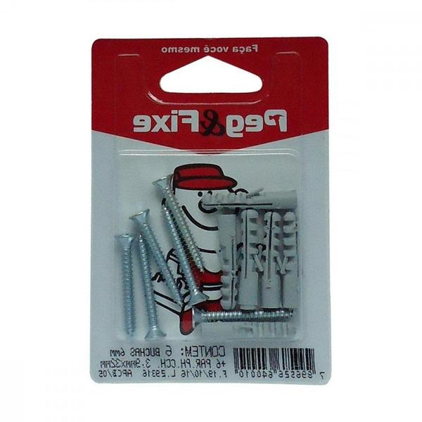 Imagem de Cartela Bucha Fixacao 06+Parafuso Phillips 3,9 X 32 Peg&Fixe Kit 12 Pecas Apcb/05