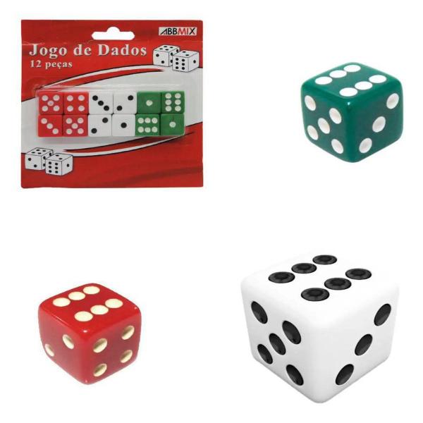 Imagem de Cartela com 12 Dados para Jogos de Tabuleiro Plástico 1,5cm