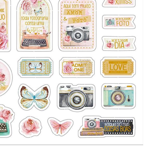 Imagem de Cartela de Apliques em Papel Recortado Die Cuts Scrapbook Litoarte 15,2 x 13,1 cm - LDCH-003 Bons Momentos