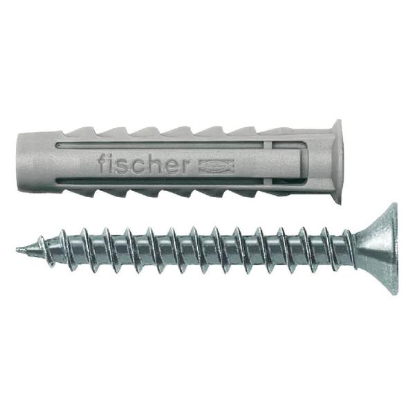 Imagem de Cartela de Buchas SX 10x50mm e Parafusos Cabeça Chata com 5 Unidadades - 603055 - FISCHER