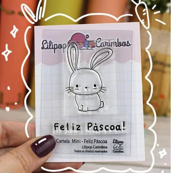 Imagem de Cartela De Carimbo Mini "Feliz Páscoa" Lilipop Carimbos