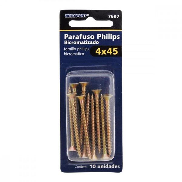 Imagem de Cartela Parafuso Chipboard Brasfort Cabeca Chata Philips 4,0X45 Cartela Com 10 Pecas 7697