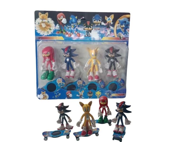 Imagem de Cartela Sonic com 4 Personagens + 4 skates