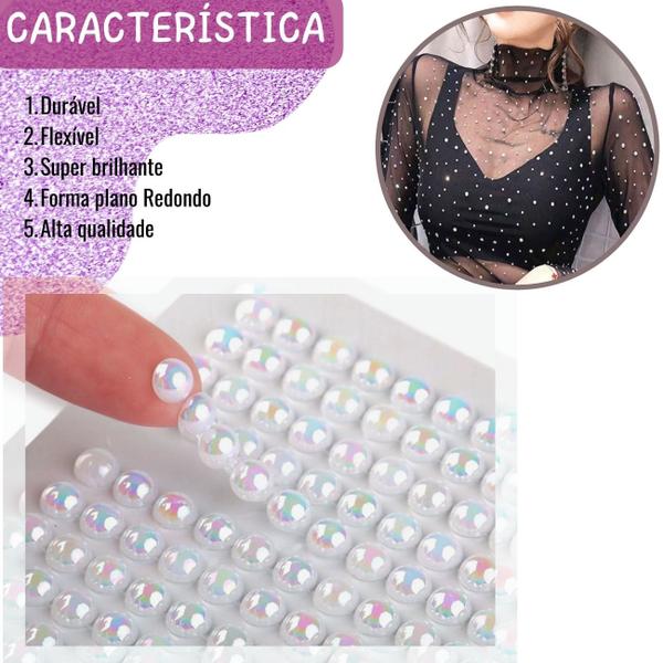 Imagem de Cartela Strass Chaton 3mm, Cartela Com 840 Unidades, Strass Meia Pérola Adesivo, Strass Chaton Nacarado, Strass 3mm