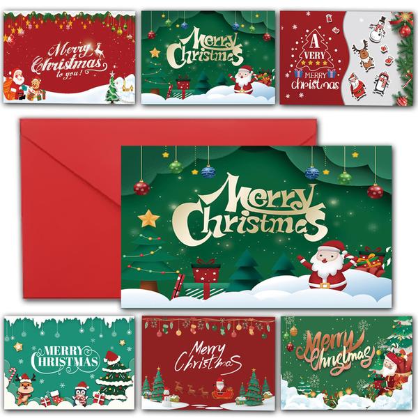 Imagem de Cartões comemorativos de Natal HSHFAMIIY, pacote com 12 envelopes 6x4i