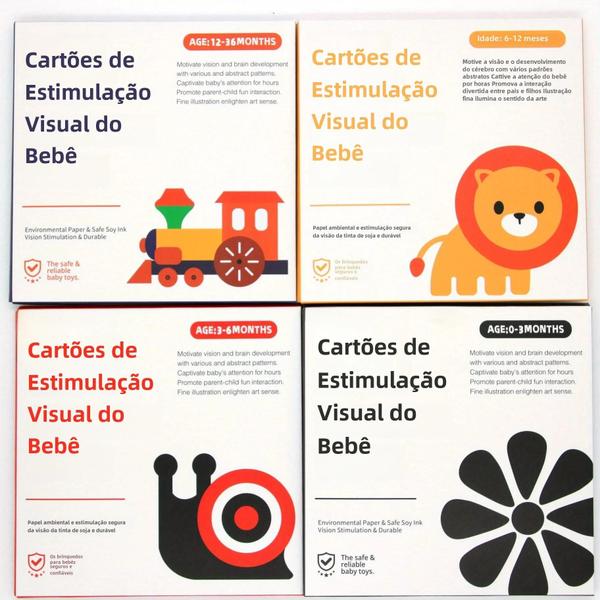 Imagem de Cartões de Estimulação Visual Preto e Branco para Bebês - Treinamento Infantil