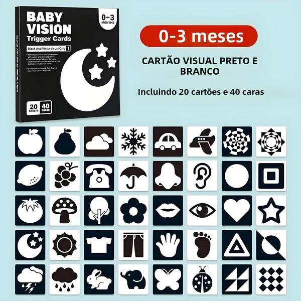 Imagem de Cartões Montessori Preto e Branco para Bebês (0-12 Meses) - Estimulação Visual