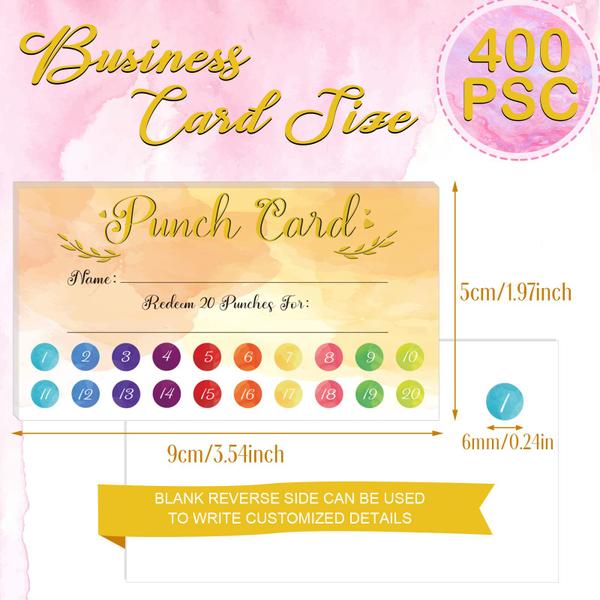 Imagem de Cartões Reward Punch Cards Fumete Watercolor 400 unidades para crianças de 8 cores