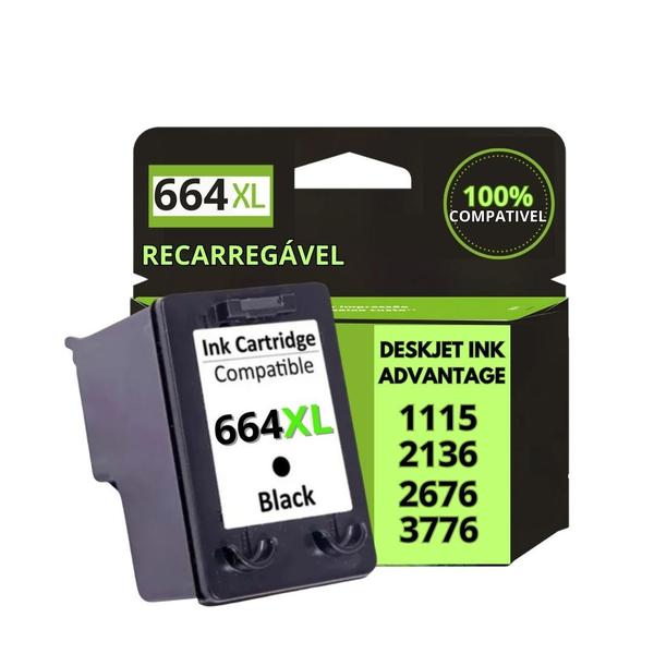 Imagem de Cartucho Compativel 664 XL Preto 14ml Recarregável