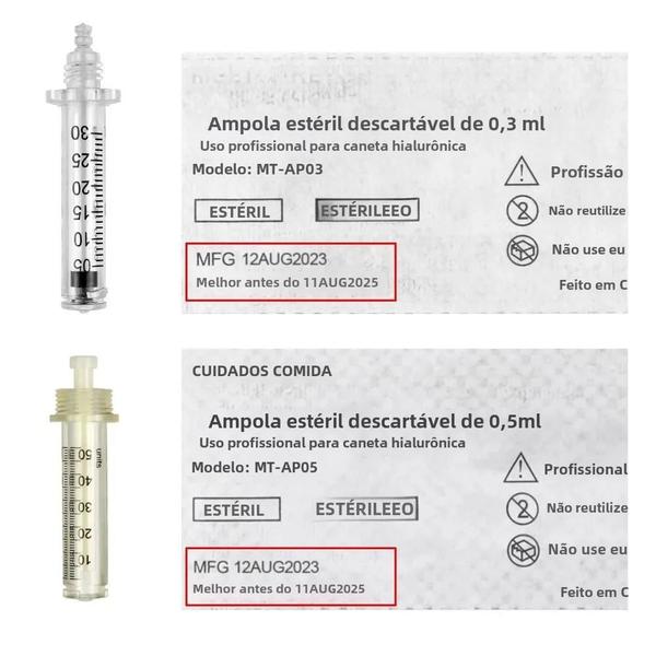 Imagem de Cartucho de Caneta Hialurônica 0,3ml e 0,5ml - Mesoterapia Anti-rugas