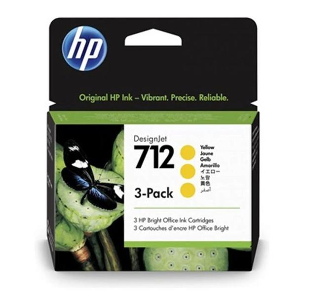 Cartucho de Tinta HP 712 Amarelo PLUK 29ML (3 UNID) 3ED79A - HEWLETT-PACKARD Imagem de Cartucho de Tinta HP 712 Amarelo PLUK 29ML (3 UNID) 3ED79A