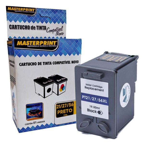 Imagem de Cartucho de Tinta Masterprint Compatível com 56 27 21 para F4180 F380 J3680 F2180 F4140 D2460 3930 D1360 Preto 19ml