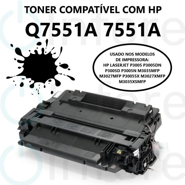 Imagem de Cartucho de Toner 7551A Q7551A Compatível Com P3005 P3005DN P3005D P3005N M3035MFP M3027MFP